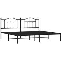 Berkfield Home Metal Bed Frame with Headboard Black 193x203 cm