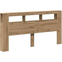 Berkfield Home LED Headboard Artisan Oak 200x18.5x103.5 cm Engineered Wood in Brown