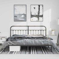 Berkfield Home Metal Bed Frame with Headboard Black 193x203 cm