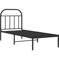 Berkfield Home Metal Bed Frame with Headboard Black 75x190 cm Small Single