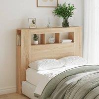 Berkfield Home LED Headboard Sonoma Oak 120x18.5x103.5 cm Engineered Wood in Light Brown