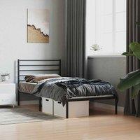 Berkfield Home Metal Bed Frame with Headboard Black 75x190 cm Small Single