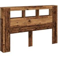 Berkfield Home LED Headboard Old Wood 160x18.5x103.5 cm Engineered Wood in Brown