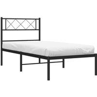 Berkfield Home Metal Bed Frame with Headboard Black 75x190 cm Small Single