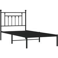 Berkfield Home Metal Bed Frame with Headboard Black 90x190 cm Single