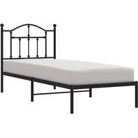Berkfield Home Metal Bed Frame with Headboard Black 90x190 cm Single