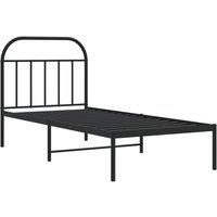 Berkfield Home Metal Bed Frame with Headboard Black 90x190 cm Single