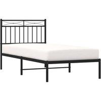 Berkfield Home Metal Bed Frame with Headboard Black 90x190 cm Single