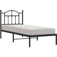 Berkfield Home Metal Bed Frame with Headboard Black 90x200 cm