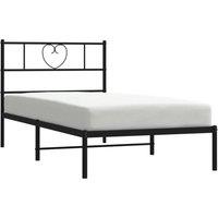 Berkfield Home Metal Bed Frame with Headboard Black 90x190 cm Single