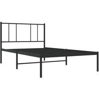 Berkfield Home Metal Bed Frame with Headboard Black 90x190 cm Single