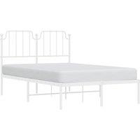Berkfield Home Metal Bed Frame with Headboard White 120x200 cm | Size: Small Double