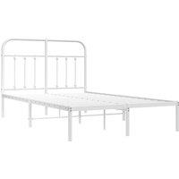 Berkfield Home Metal Bed Frame with Headboard White 120x200 cm | Size: Small Double