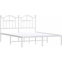 Berkfield Home Metal Bed Frame with Headboard White 135x190 cm Double