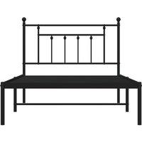 Berkfield Home Metal Bed Frame with Headboard Black 107x203 cm