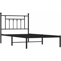 Berkfield Home Metal Bed Frame with Headboard Black 100x190 cm