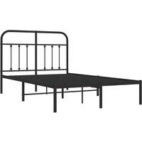 Berkfield Home Metal Bed Frame with Headboard Black 120x190 cm Small Double