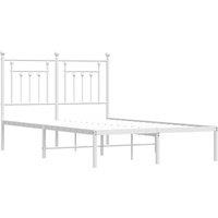 Berkfield Home Metal Bed Frame with Headboard White 120x200 cm | Size: Small Double