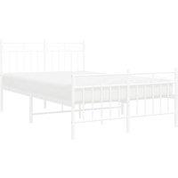 Berkfield Home Metal Bed Frame with Headboard & Footboard White 120x200 cm | Size: Small Double
