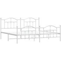 Berkfield Home Metal Bed Frame with Headboard & Footboard White 200x200 cm