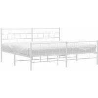 Berkfield Home Metal Bed Frame with Headboard & Footboard White 200x200 cm