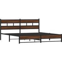 Berkfield Home Metal Bed Frame without Mattress Brown Oak 180x200 cm Super King