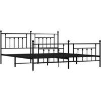 Berkfield Home Metal Bed Frame with Headboard & Footboard Black 193x203 cm