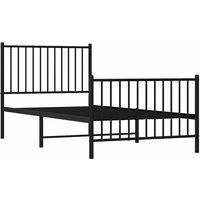 Berkfield Home Metal Bed Frame with Headboard & Footboard Black 90x190 cm Single