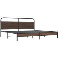 Berkfield Home Metal Bed Frame without Mattress Brown Oak 180x200 cm Super King