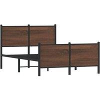 Berkfield Home Metal Bed Frame without Mattress Brown Oak 137x190 cm