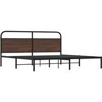 Berkfield Home Metal Bed Frame without Mattress Brown Oak 180x200 cm Super King