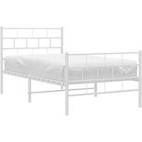 Berkfield Home Metal Bed Frame with Headboard & Footboard White 100x190 cm
