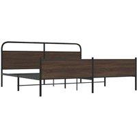 Berkfield Home Metal Bed Frame without Mattress Brown Oak 180x200 cm Super King