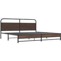 Berkfield Home Metal Bed Frame without Mattress Brown Oak 200x200 cm