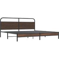 Berkfield Home Metal Bed Frame without Mattress Brown Oak 200x200 cm