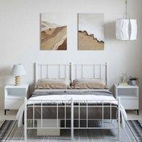 Berkfield Home Metal Bed Frame with Headboard & Footboard White 150x200 cm Kin | Size: King