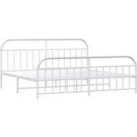 Berkfield Home Metal Bed Frame with Headboard & Footboard White 200x200 cm