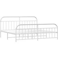 Berkfield Home Metal Bed Frame with Headboard & Footboard White 193x203 cm