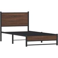 Berkfield Home Metal Bed Frame without Mattress Brown Oak 80x200 cm