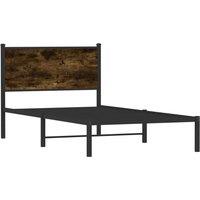 Berkfield Home Metal Bed Frame without Mattress Smoked Oak 107x203 cm in Brown