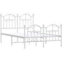 Berkfield Home Metal Bed Frame with Headboard & Footboard White 120x200 cm | Size: Small Double