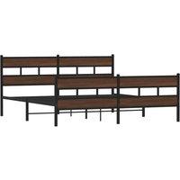 Berkfield Home Metal Bed Frame without Mattress Brown Oak 180x200 cm Super King