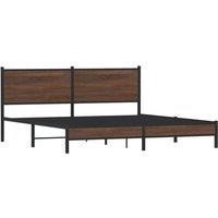 Berkfield Home Metal Bed Frame without Mattress Brown Oak 180x200 cm Super King