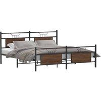 Berkfield Home Metal Bed Frame without Mattress Brown Oak 180x200 cm Super King
