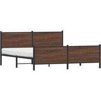 Berkfield Home Metal Bed Frame without Mattress Brown Oak 180x200 cm Super King