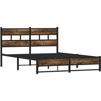 Berkfield Home Metal Bed Frame without Mattress Smoked Oak 140x200 cm in Brown