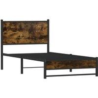 Berkfield Home Metal Bed Frame without Mattress Smoked Oak 75x190 cm Small Single in Brown