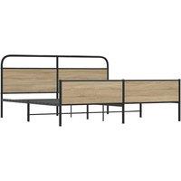 Berkfield Home Metal Bed Frame without Mattress Smoked Oak 150x200 cm King Size in Brown