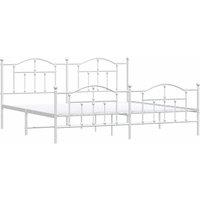 Berkfield Home Metal Bed Frame with Headboard & Footboard White 193x203 cm