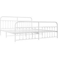 Berkfield Home Metal Bed Frame with Headboard & Footboard White 193x203 cm